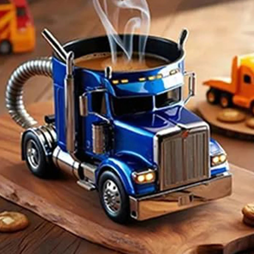 1PCS Creative Truck Design Coffee Mug 11 Ounces Semi-trailer Water Cup Desktop Home Kitchen Semi Truck Coffee Cup Ornament