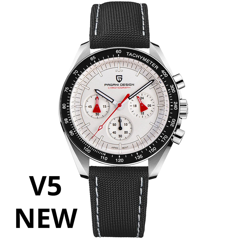 PAGANI DESIGN 2025 New Moon Men's Watches Luxury Quartz Watch For Men AR Sapphire Glass 100M Waterproof Wristwatch Chronograph