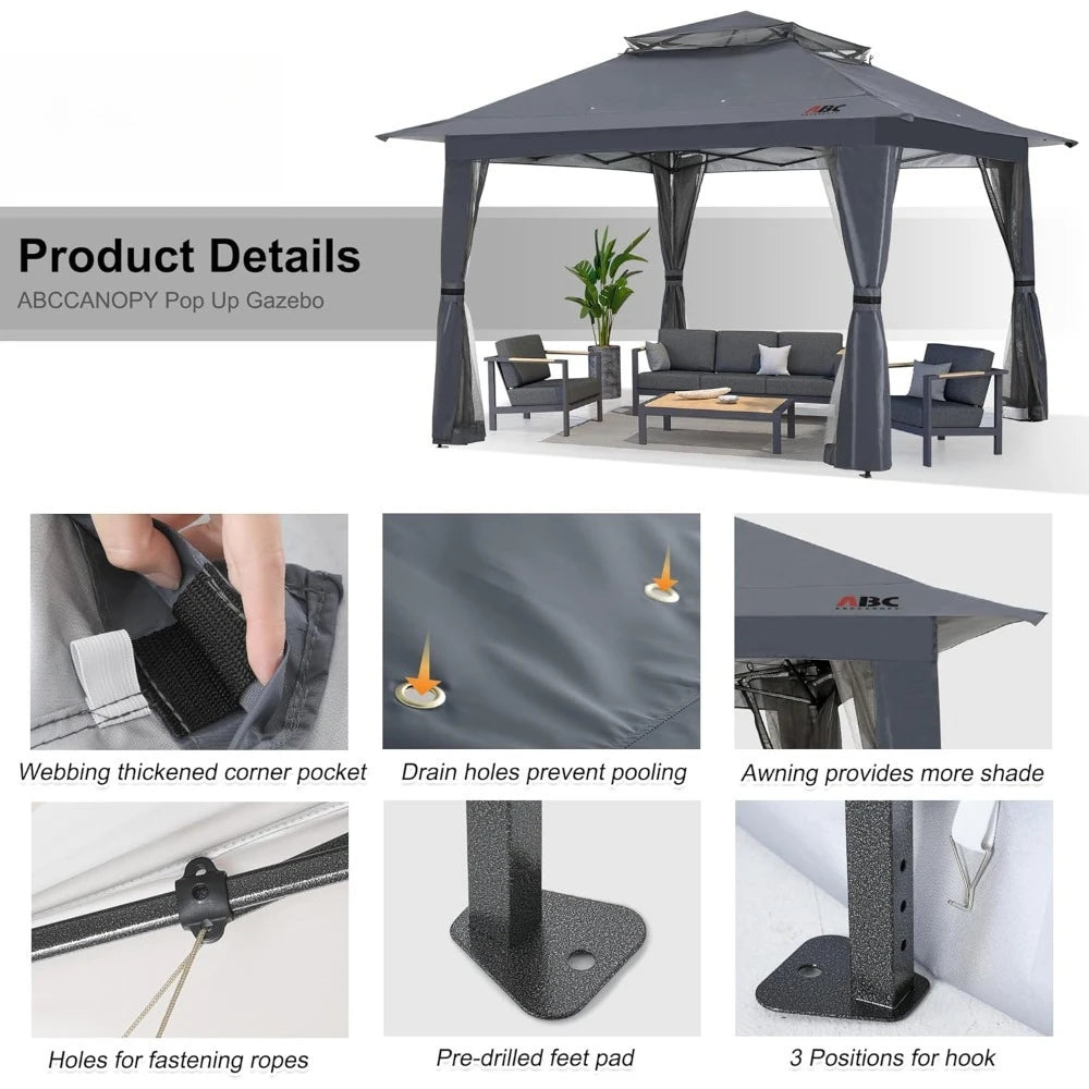 Instant Outdoor Gazebo Canopy Tent with Mosquito Netting - Ky Ky Kiwi