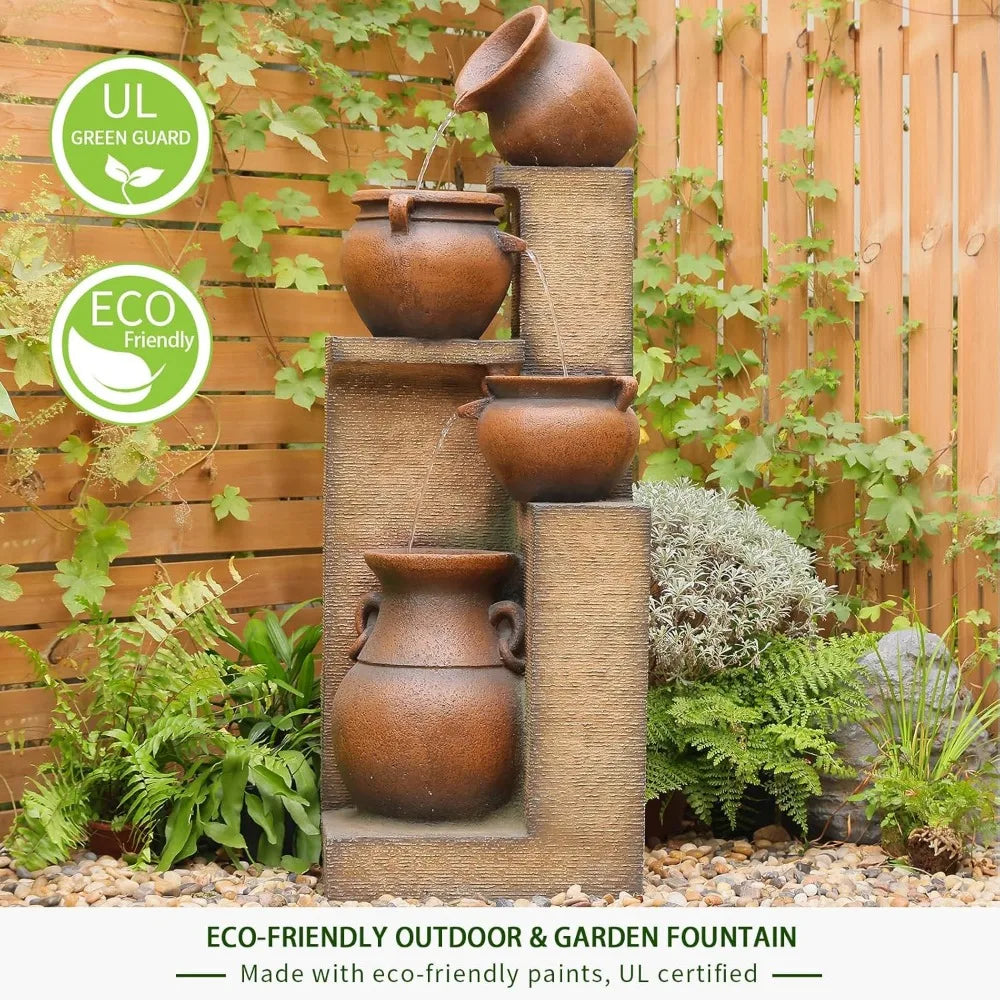 Elegant Tiered Water Fountain with Illuminating Lights for Outdoors - Ky Ky Kiwi