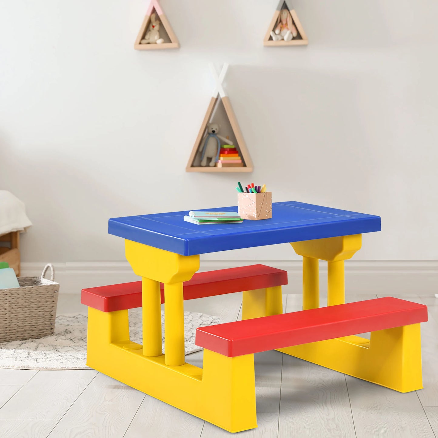 Kids Picnic Table Set with Removable Umbrella for Fun Playtime - Ky Ky Kiwi