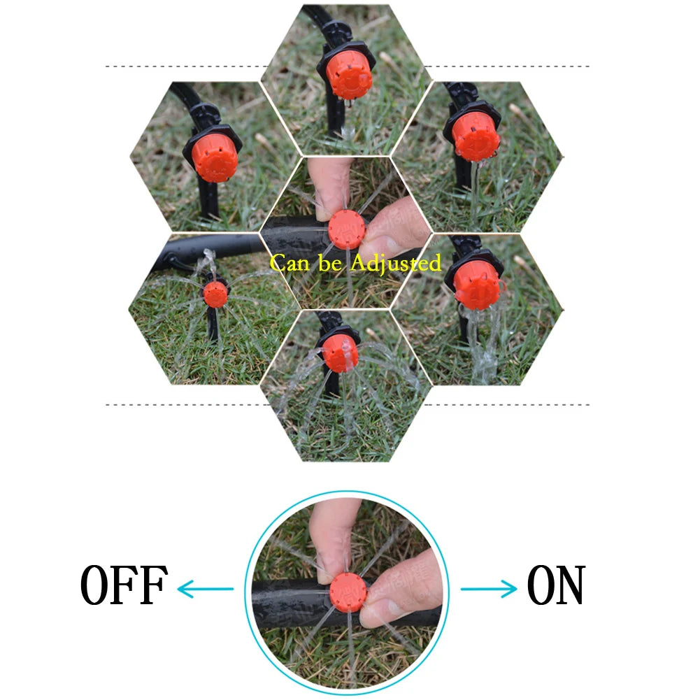 100-500X Irrigation Drippers Sprinklers Adjustable Water Dropper Head Sprinkler Flow Head Garden Watering Irrigation System