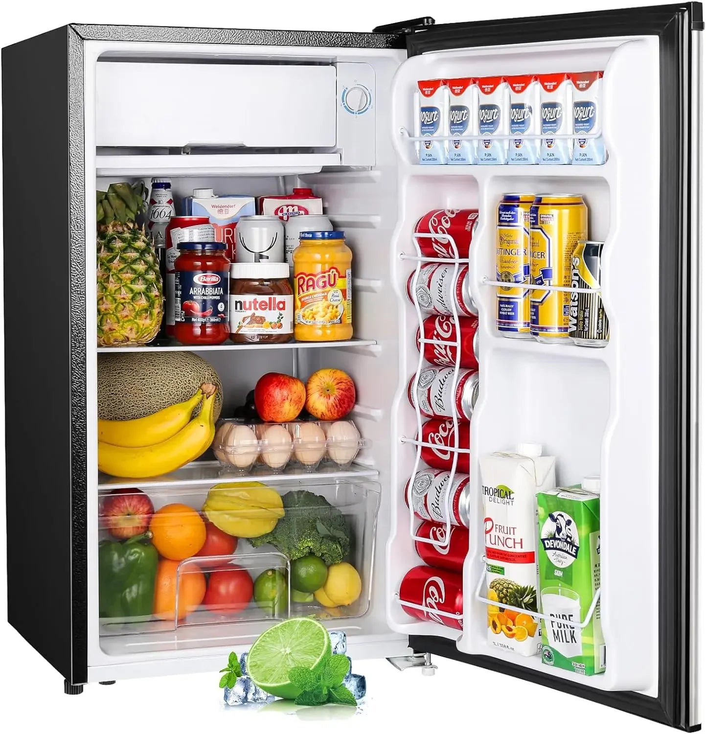 Upstreman 3.2 Cu.Ft Mini Fridge with Freezer, Single Door, Adjustable Thermostat, Refrigerator for Dorm, Office, Bedroom
