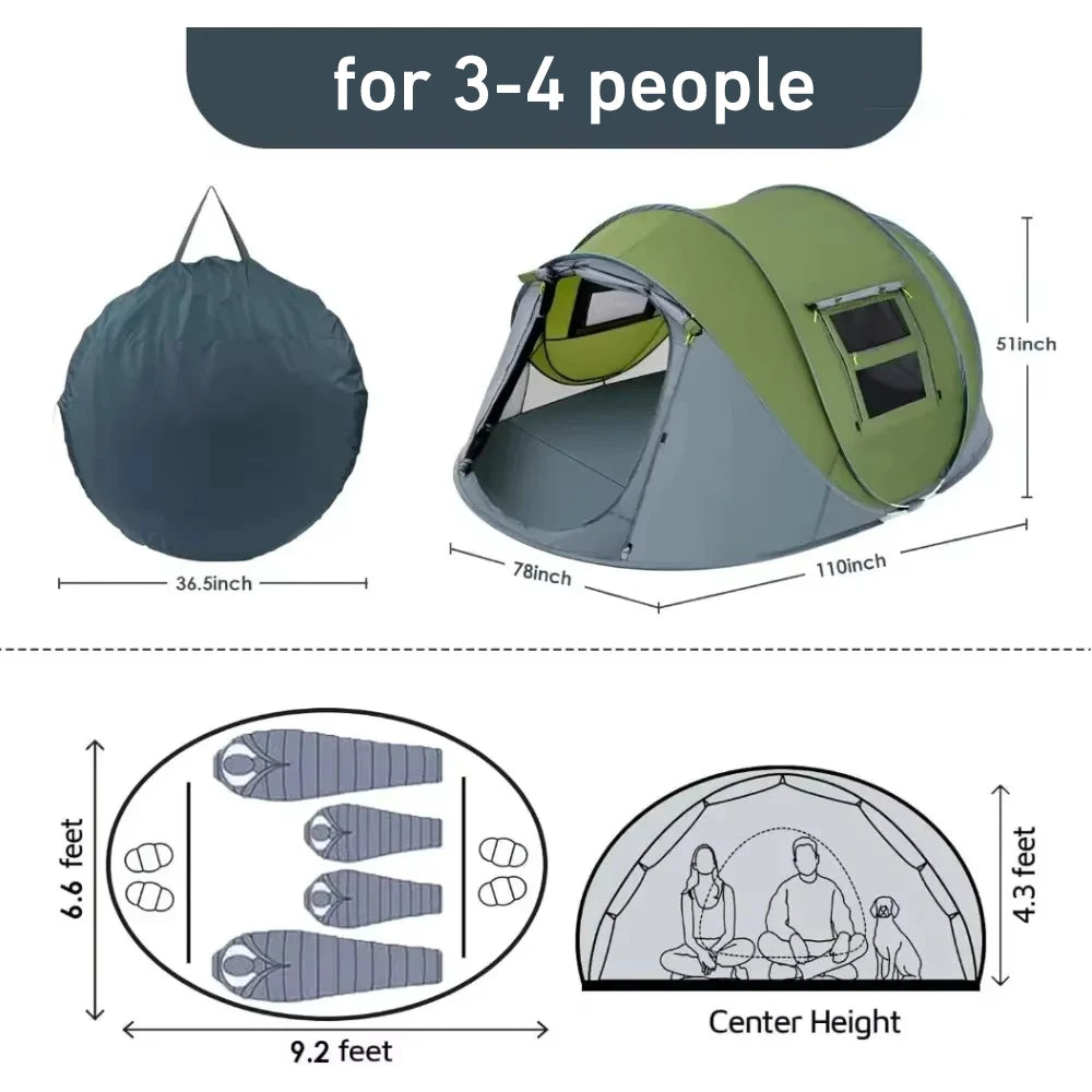 Automatic Pop Up Family Tent for Camping and Hiking - Ky Ky Kiwi