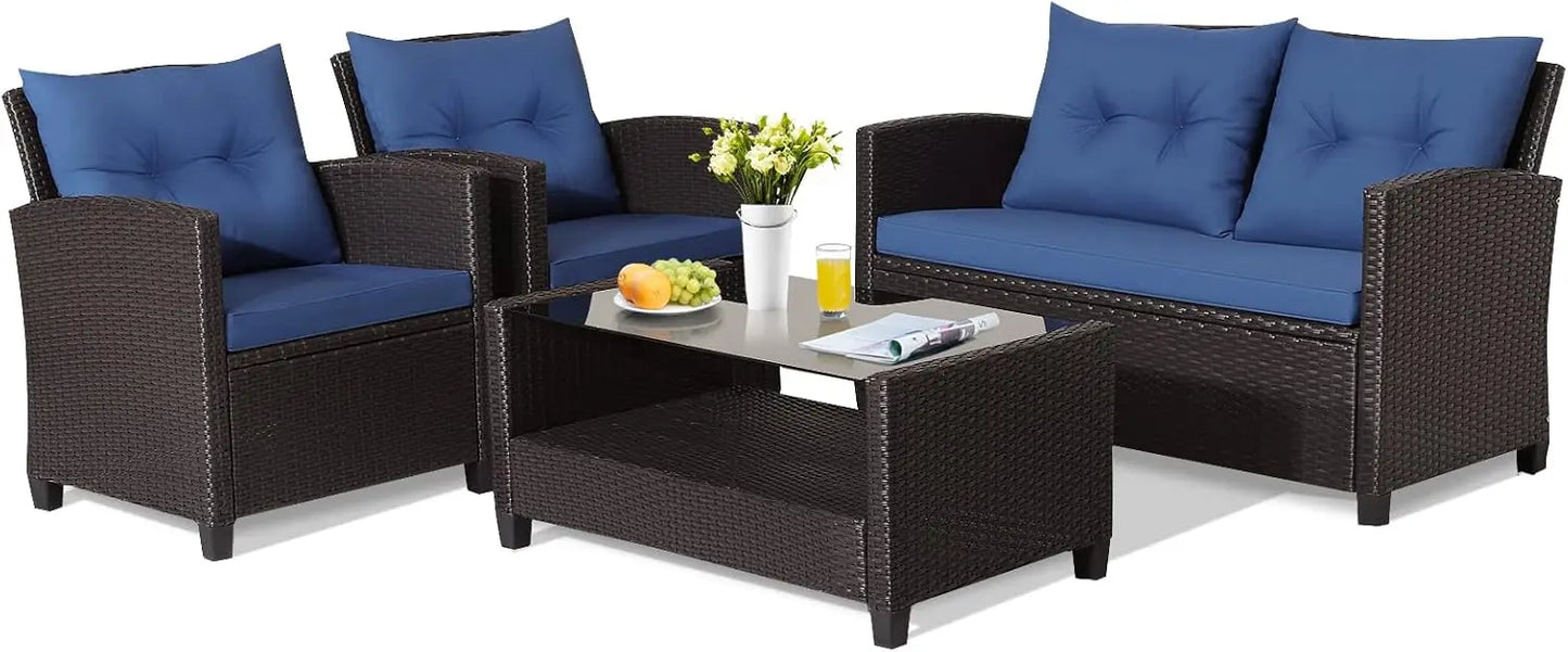 Outdoor PE Rattan Patio Furniture Set with Coffee Table - Ky Ky Kiwi