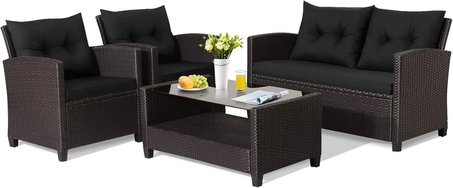 Outdoor PE Rattan Patio Furniture Set with Coffee Table - Ky Ky Kiwi