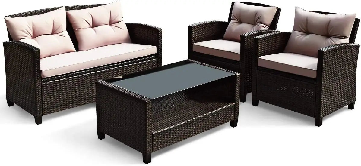 Outdoor PE Rattan Patio Furniture Set with Coffee Table - Ky Ky Kiwi