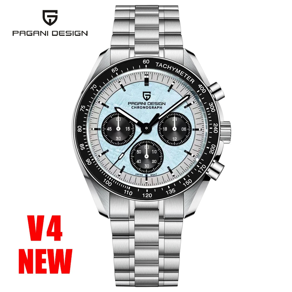 PAGANI DESIGN 2025 New Moon Men's Watches Luxury Quartz Watch For Men AR Sapphire Glass 100M Waterproof Wristwatch Chronograph