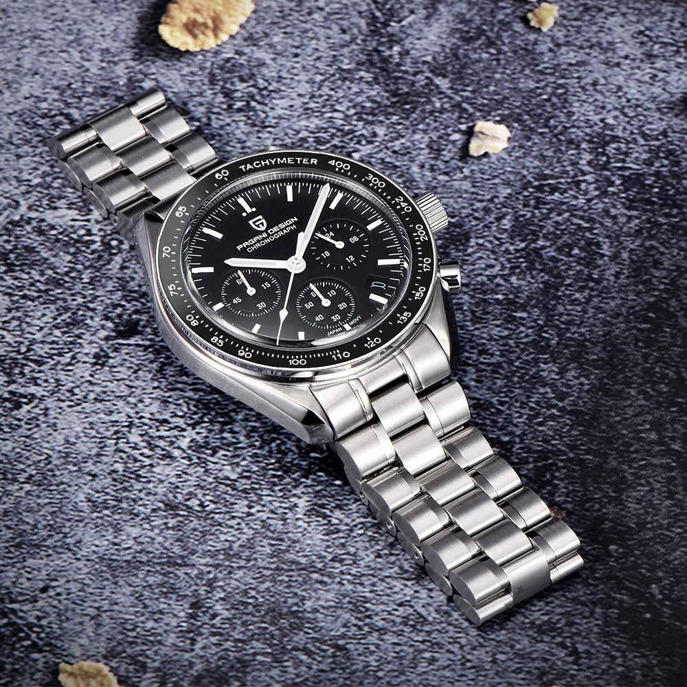 PAGANI DESIGN 2025 New Moon Men's Watches Luxury Quartz Watch For Men AR Sapphire Glass 100M Waterproof Wristwatch Chronograph