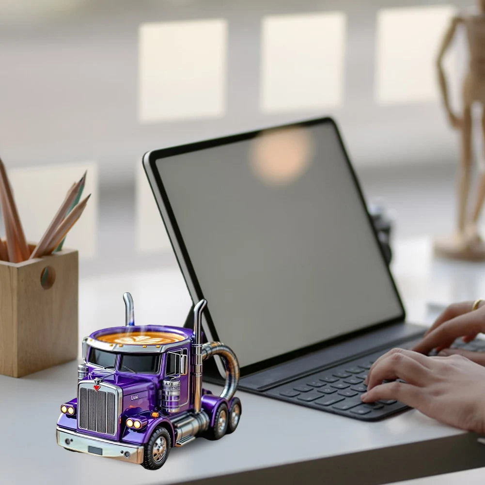 1PCS Creative Truck Design Coffee Mug 11 Ounces Semi-trailer Water Cup Desktop Home Kitchen Semi Truck Coffee Cup Ornament