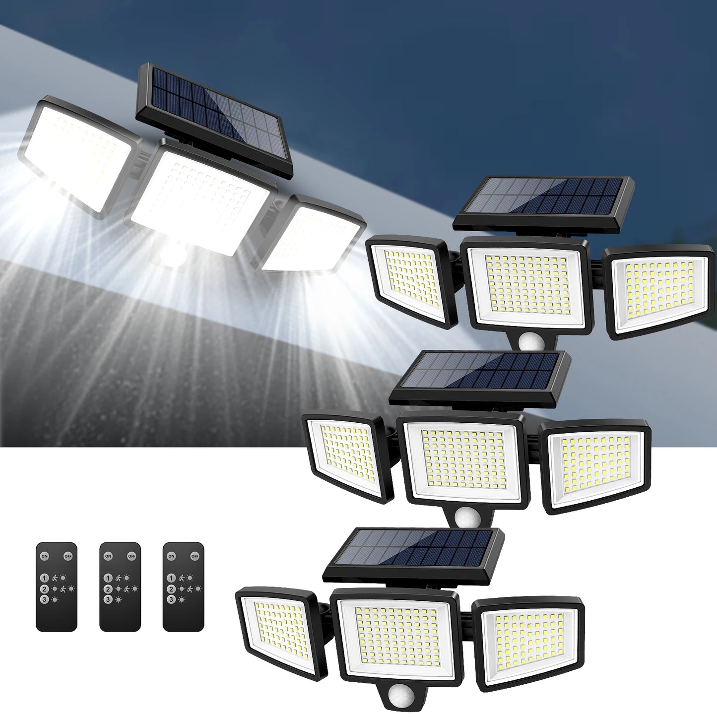 Outdoor Solar Motion Sensor Triple Head Security Light - Ky Ky Kiwi