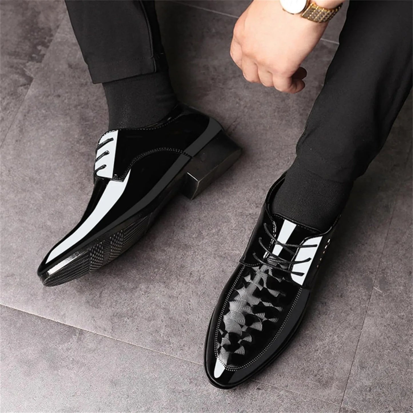 Men's Moire Pattern Oxford Shoes for Formal Business Attire - Ky Ky Kiwi