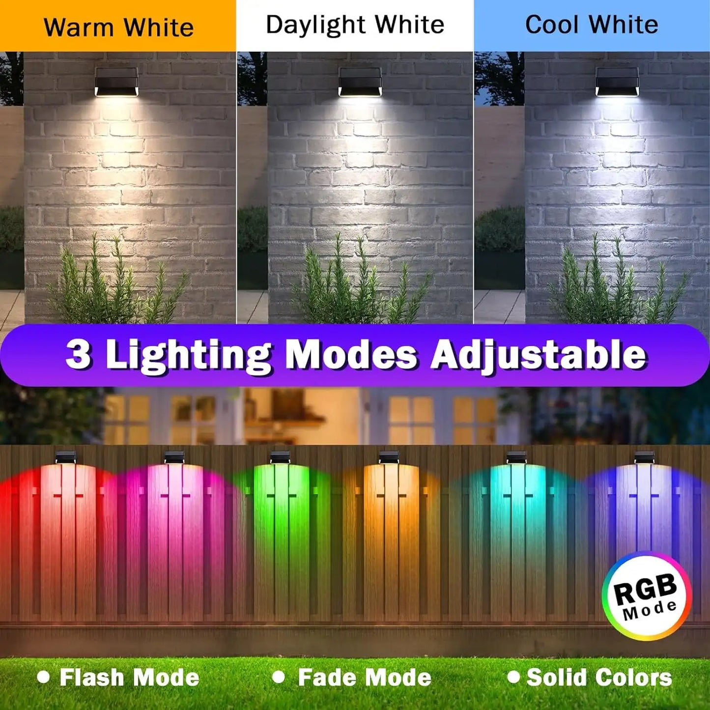Solar Fence Lights Outdoor Waterproof RGB Deck Lighting Solution - Ky Ky Kiwi