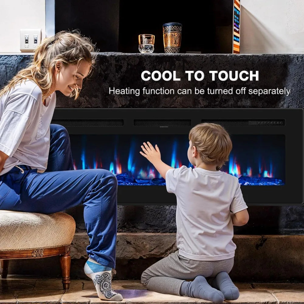 Electric Fireplace Wall Mounted with Remote Control and Heater - Ky Ky Kiwi