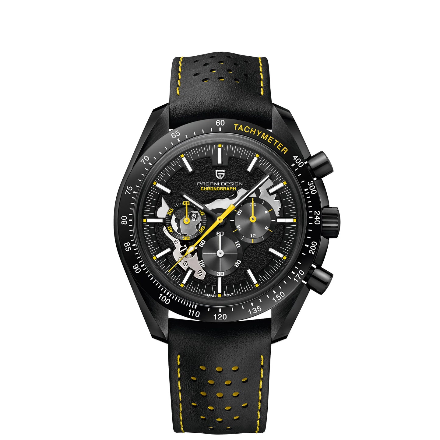 PAGANI DESIGN 2024 New Moon Dark Men's Watches Luxury Quartz Watch Men Skeleton Sport Chronograph AR Sapphire glass Wrist Watch