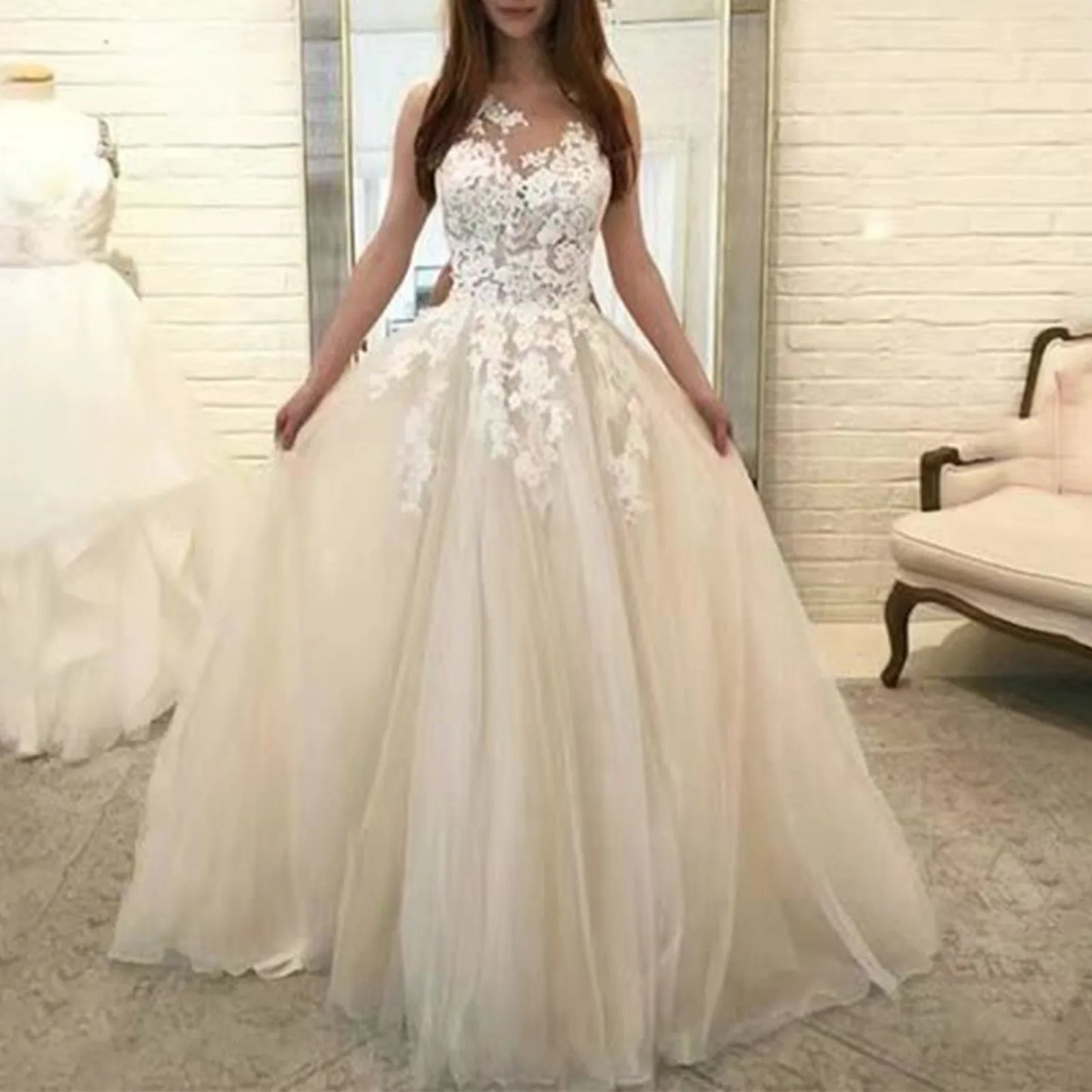 V-Neck Wedding Dresses Lace Applique A-Line Civil Bride Gowns Sequin vestidos de novia 2025 Customized