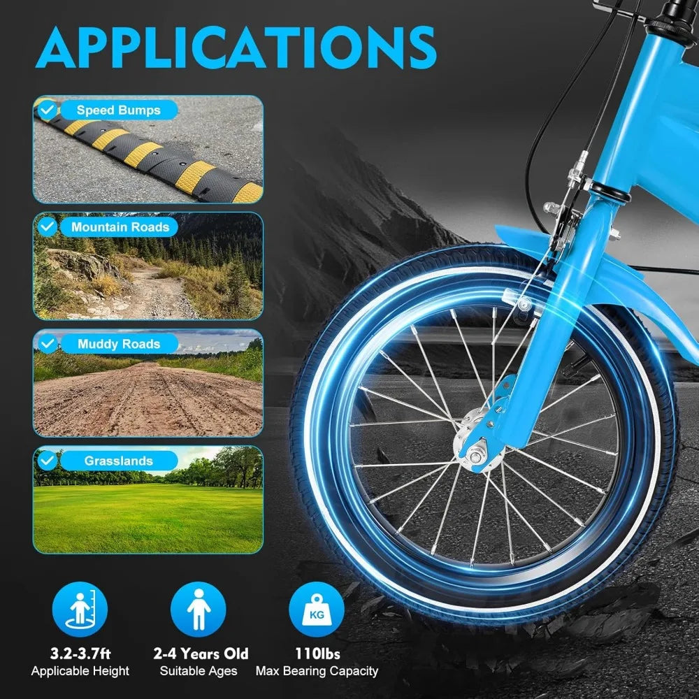 Kids Adjustable Mountain Bike with Training Wheels and Handbrake - Ky Ky Kiwi
