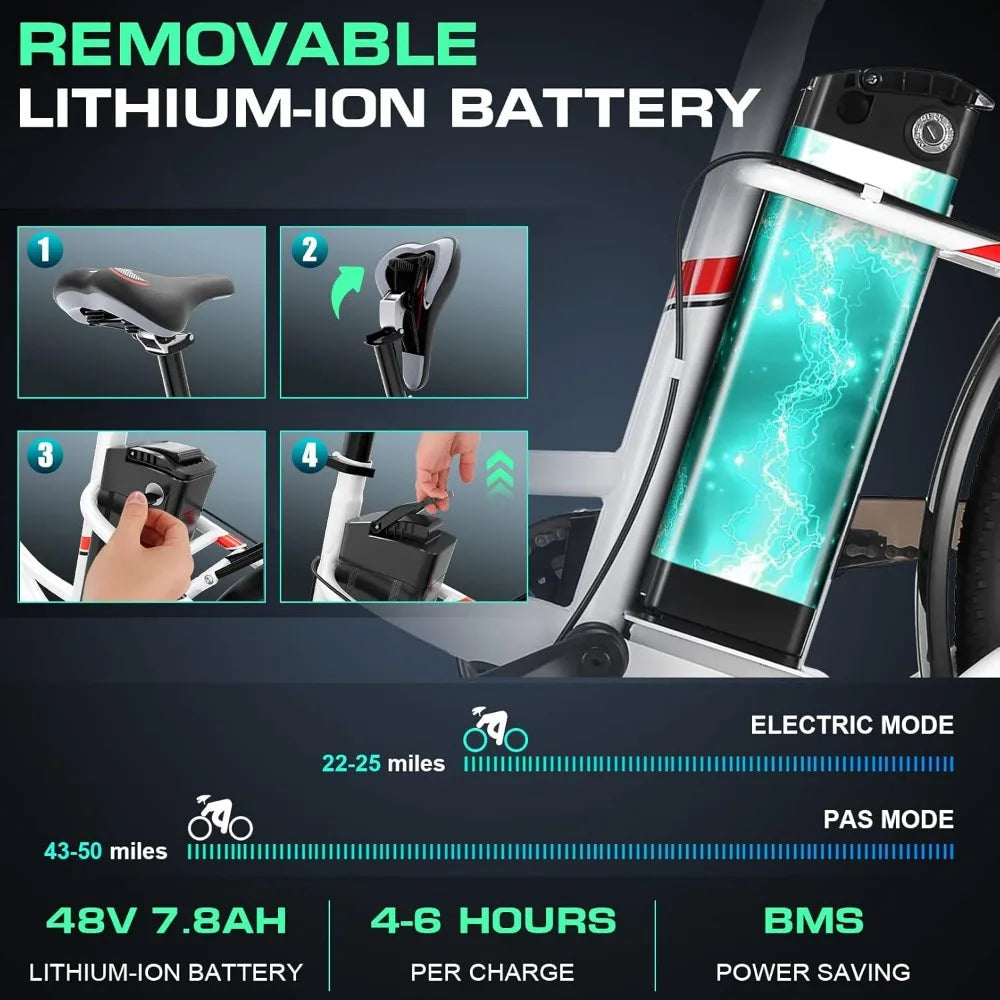 Powerful Electric Bike with Removable Battery and Cruise Control - Ky Ky Kiwi