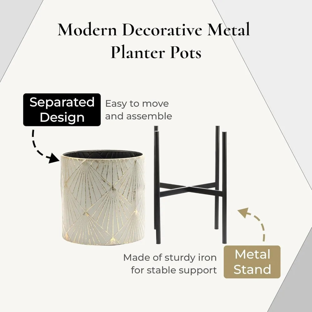 Modern Decorative Metal Planters Set for Indoor Plants - Ky Ky Kiwi