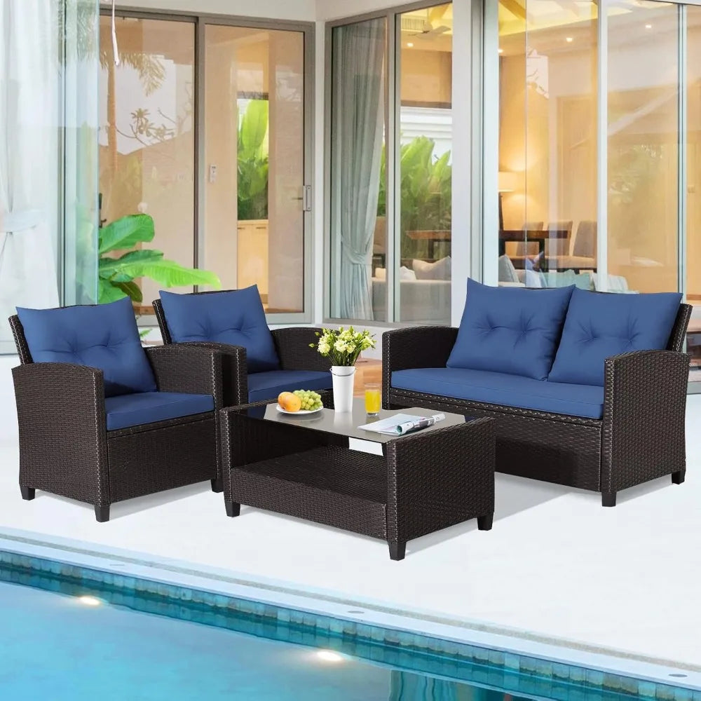 Outdoor PE Rattan Patio Furniture Set with Coffee Table - Ky Ky Kiwi