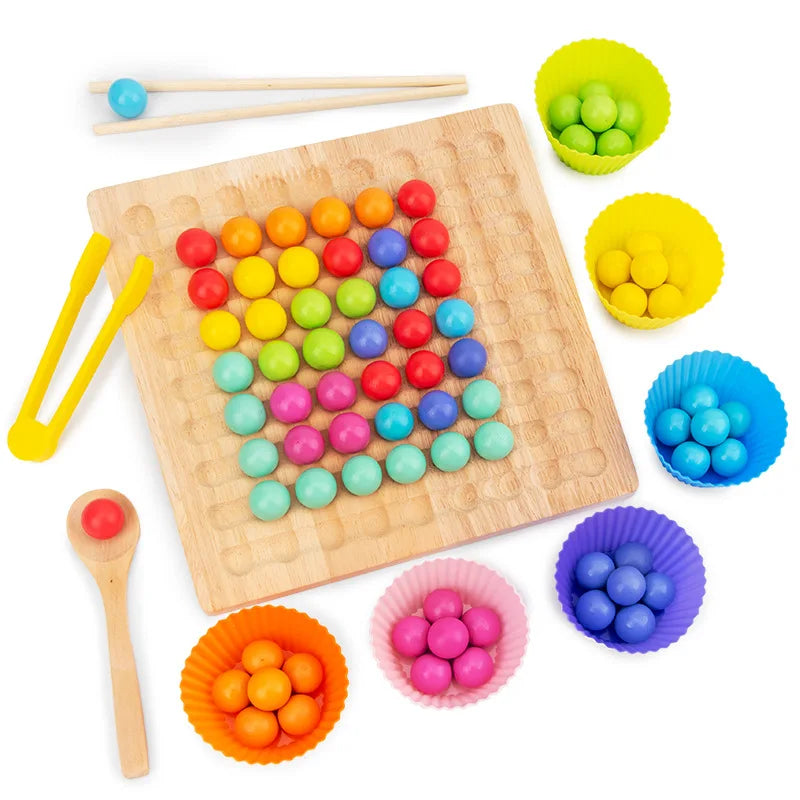 Montessori Wooden Counting Bead Math Toy - Number Matching & Arithmetic Game for Preschoolers Ages 3-5,Fine Motor Skill Learning
