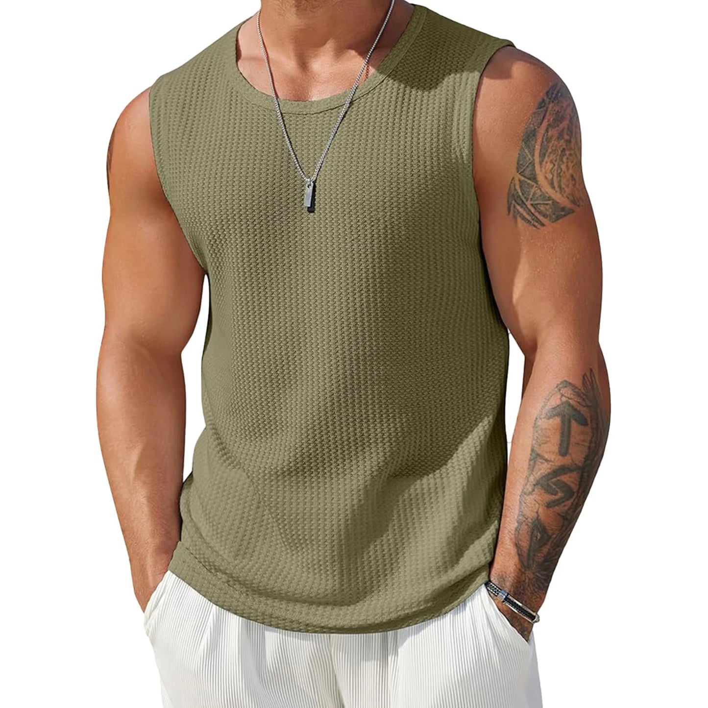 Men's Ribbed Knit Tank Tops for Casual Workout and Style - Ky Ky Kiwi