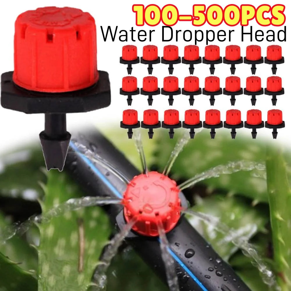 100-500X Irrigation Drippers Sprinklers Adjustable Water Dropper Head Sprinkler Flow Head Garden Watering Irrigation System