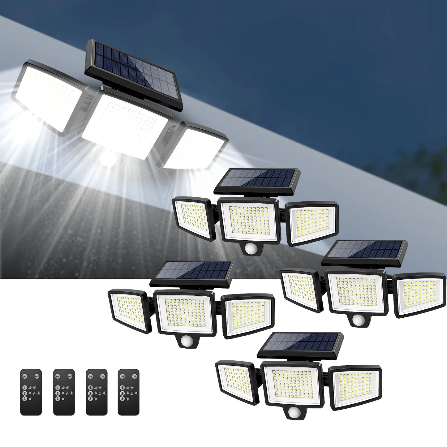 Outdoor Solar Motion Sensor Triple Head Security Light - Ky Ky Kiwi