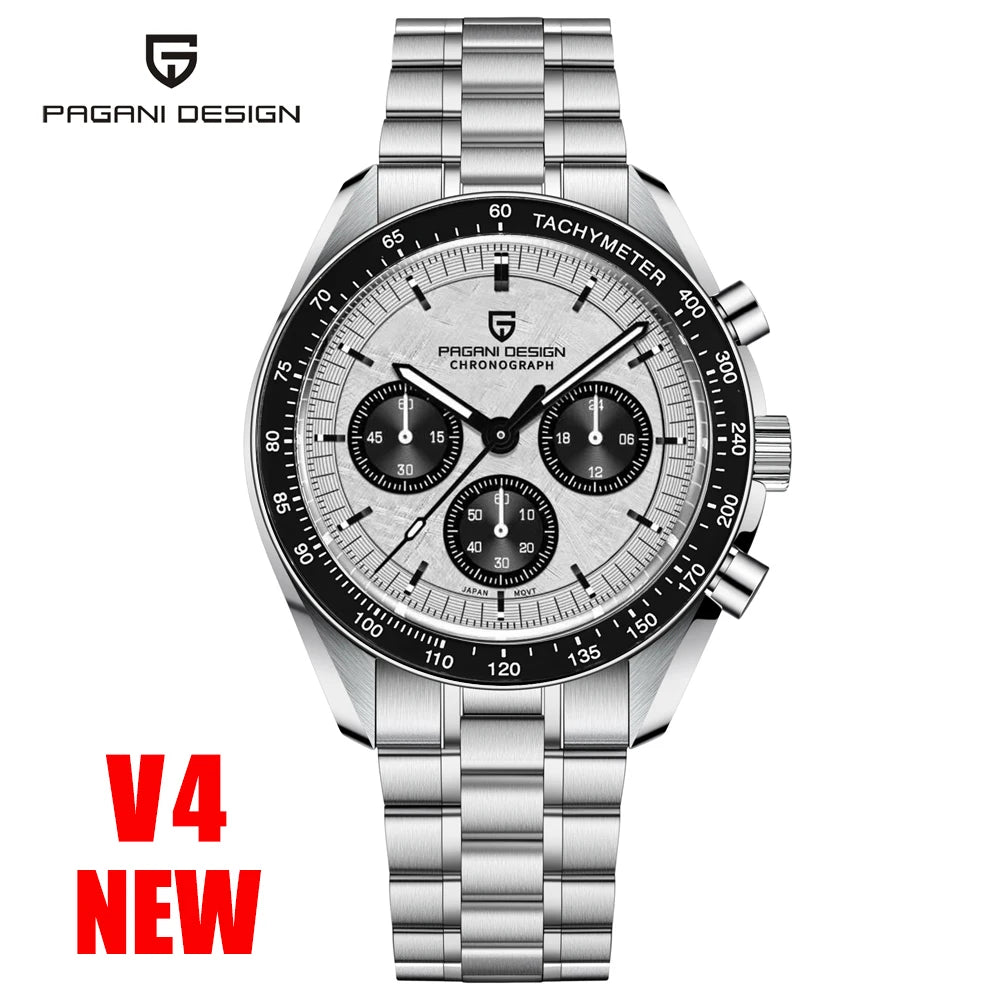 PAGANI DESIGN 2025 New Moon Men's Watches Luxury Quartz Watch For Men AR Sapphire Glass 100M Waterproof Wristwatch Chronograph