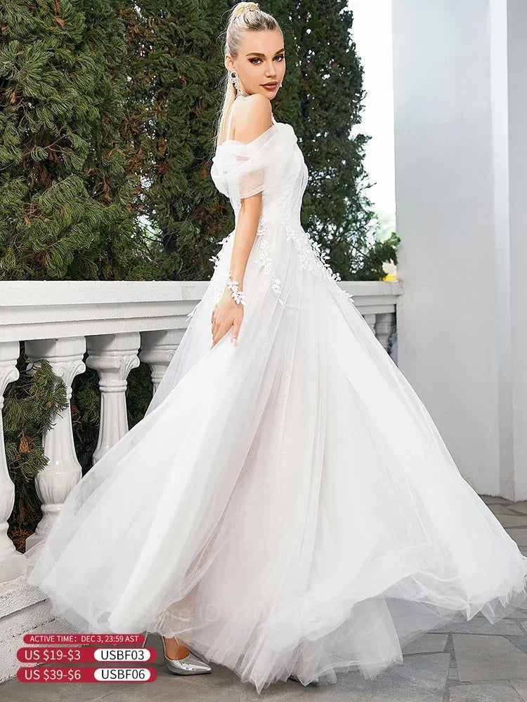 2025 Elegant Wedding Dresses For Women Spaghetti Strap Neck Sleeveless Bride Dress Lace Wedding Dresses For Woman Elegant