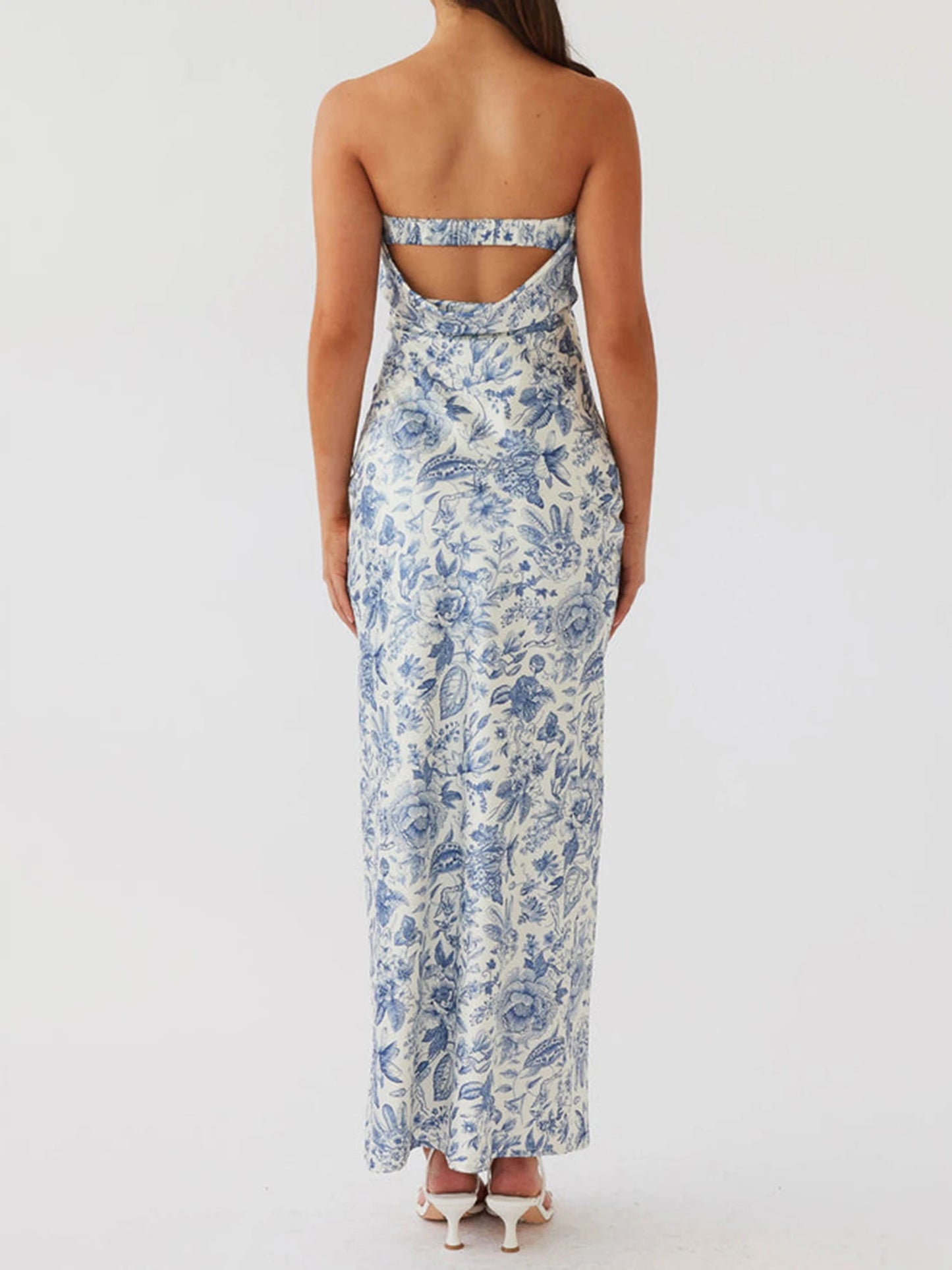 Elegant Off-Shoulder Maxi Dress with Vibrant Floral Pattern and Sleeveless Design Perfect for Summer Events and Parties