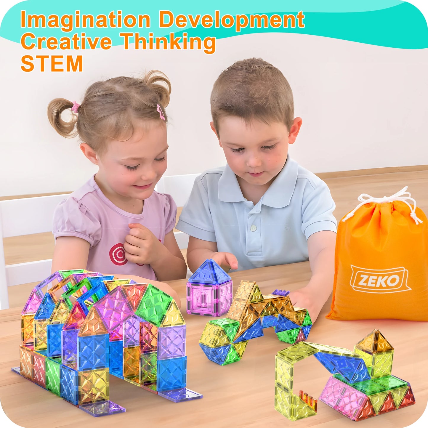 EDUCIRO Magnetic Building Blocks Construction Set Building Puzzle Tiles Educational Game Children Montessori Toys Gifts