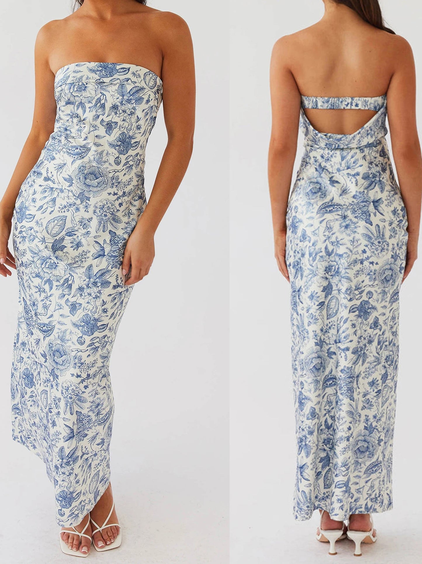 Elegant Off-Shoulder Maxi Dress with Vibrant Floral Pattern and Sleeveless Design Perfect for Summer Events and Parties