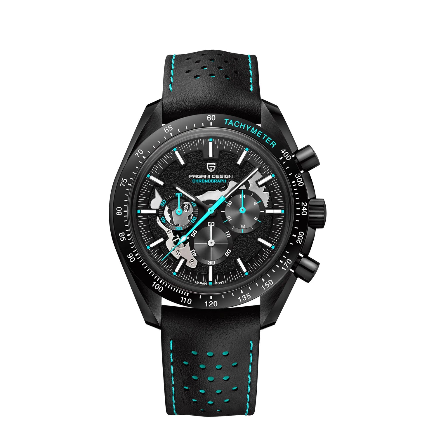 PAGANI DESIGN 2024 New Moon Dark Men's Watches Luxury Quartz Watch Men Skeleton Sport Chronograph AR Sapphire glass Wrist Watch