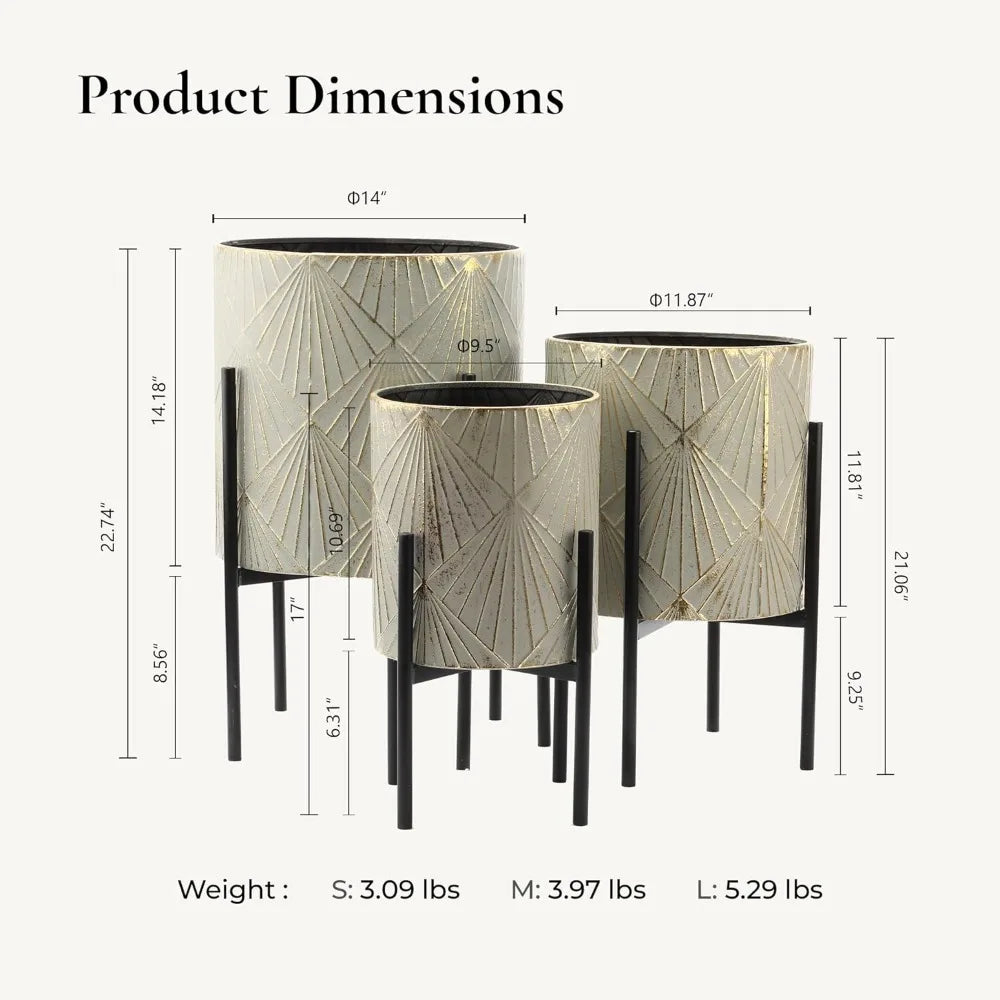 Modern Decorative Metal Planters Set for Indoor Plants - Ky Ky Kiwi
