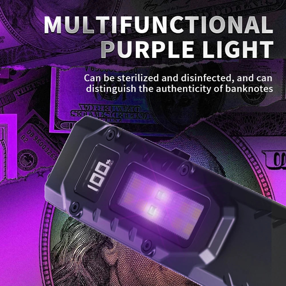 LED Ultra Slim Flashlight IPX44 Waterproof Portable Pocket Flashlight 1200LM Outdoor Emergency Light for Camping Fishing Walking