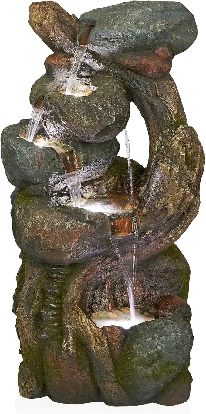 Outdoor Six-Story Fountain with LED Lights for Elegant Gardens - Ky Ky Kiwi