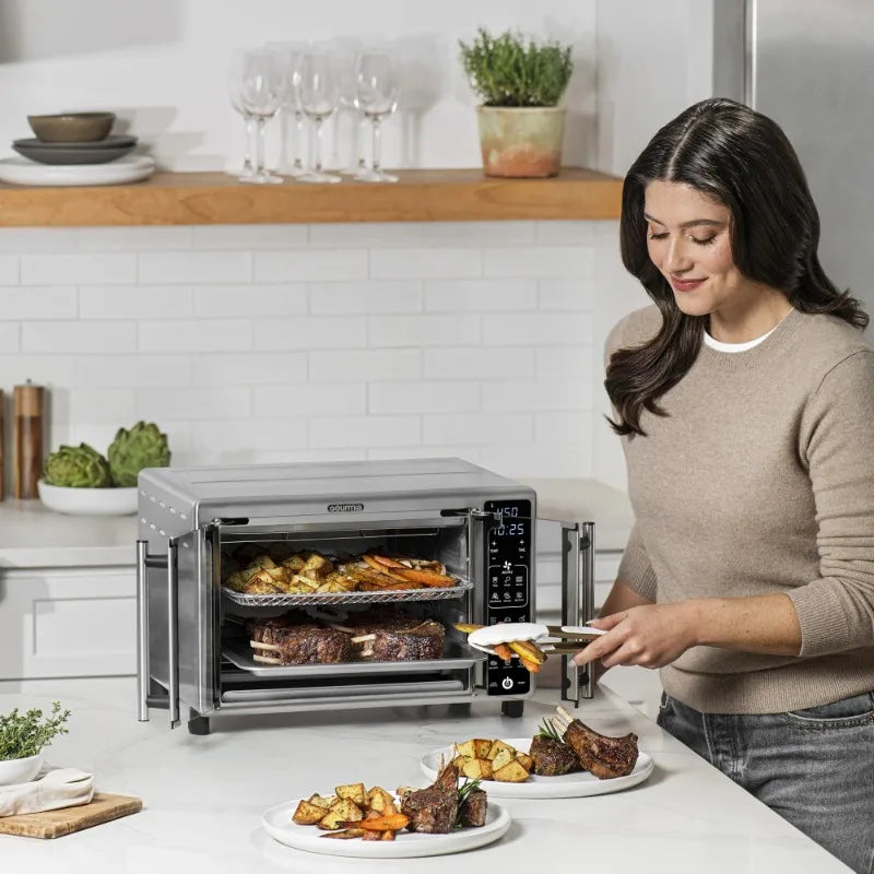 New Gourmia 1700W 6-Slice Digital Toaster Oven Air Fryer, 19 One-Touch Presets, 24L, Stainless Steel