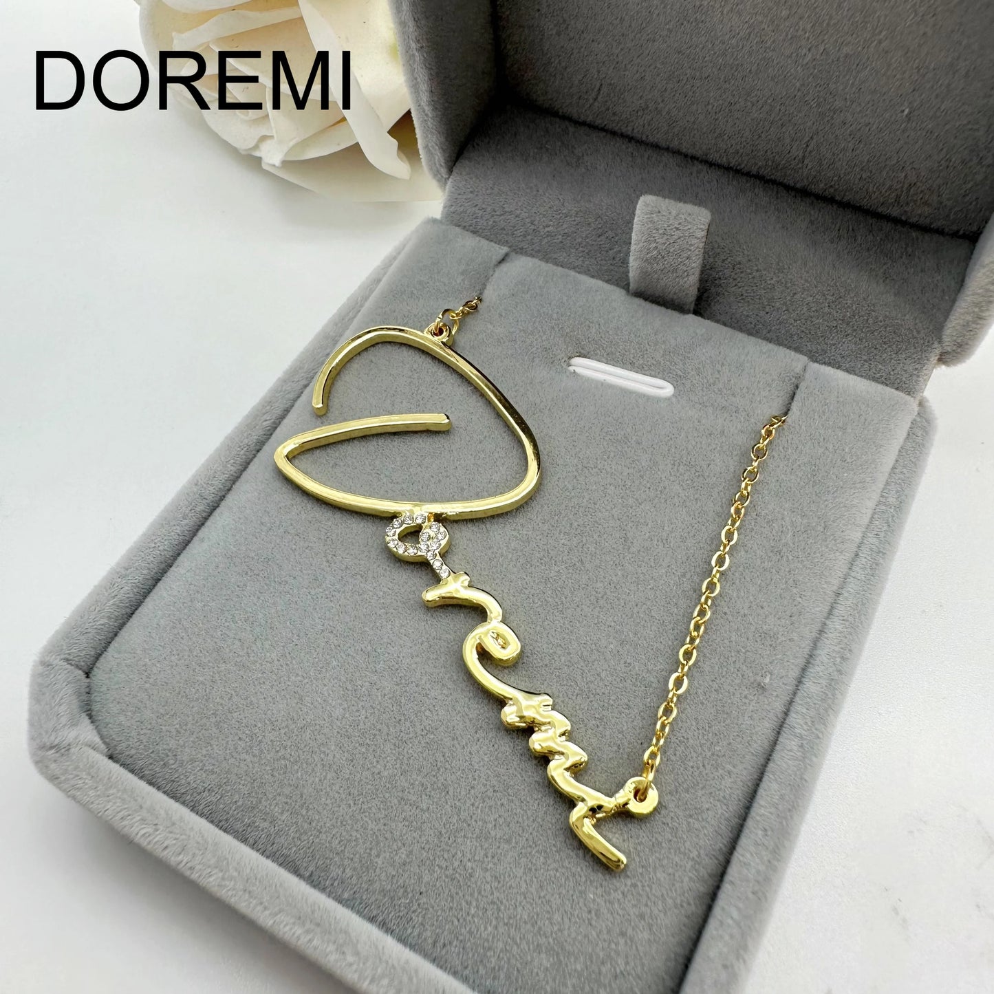 Personalized Crystal Pendant Necklace Custom Name with Diamond Letter - Ky Ky Kiwi