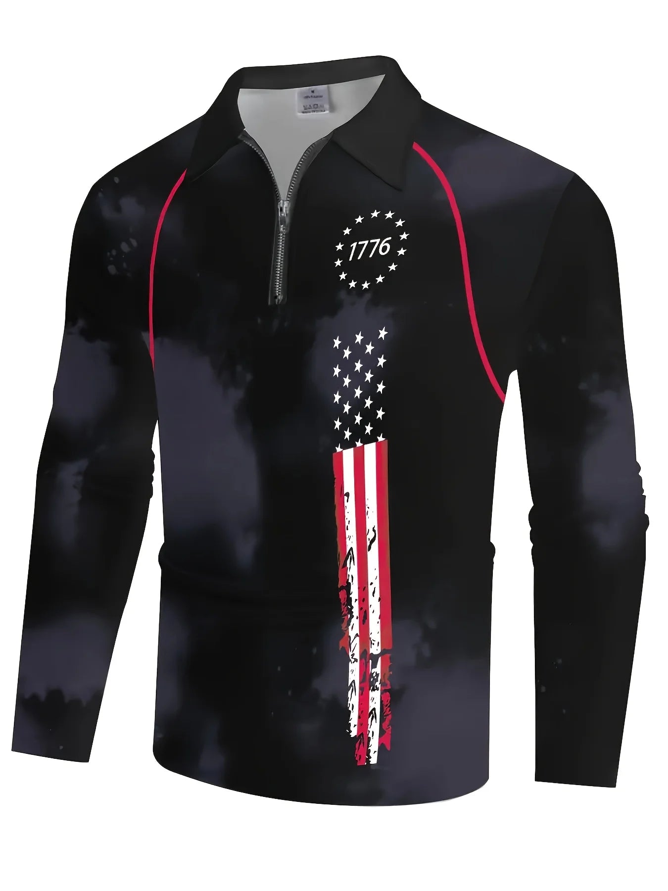 Men's American Flag Print Golf and Tennis Quarter Zip Shirt - Ky Ky Kiwi