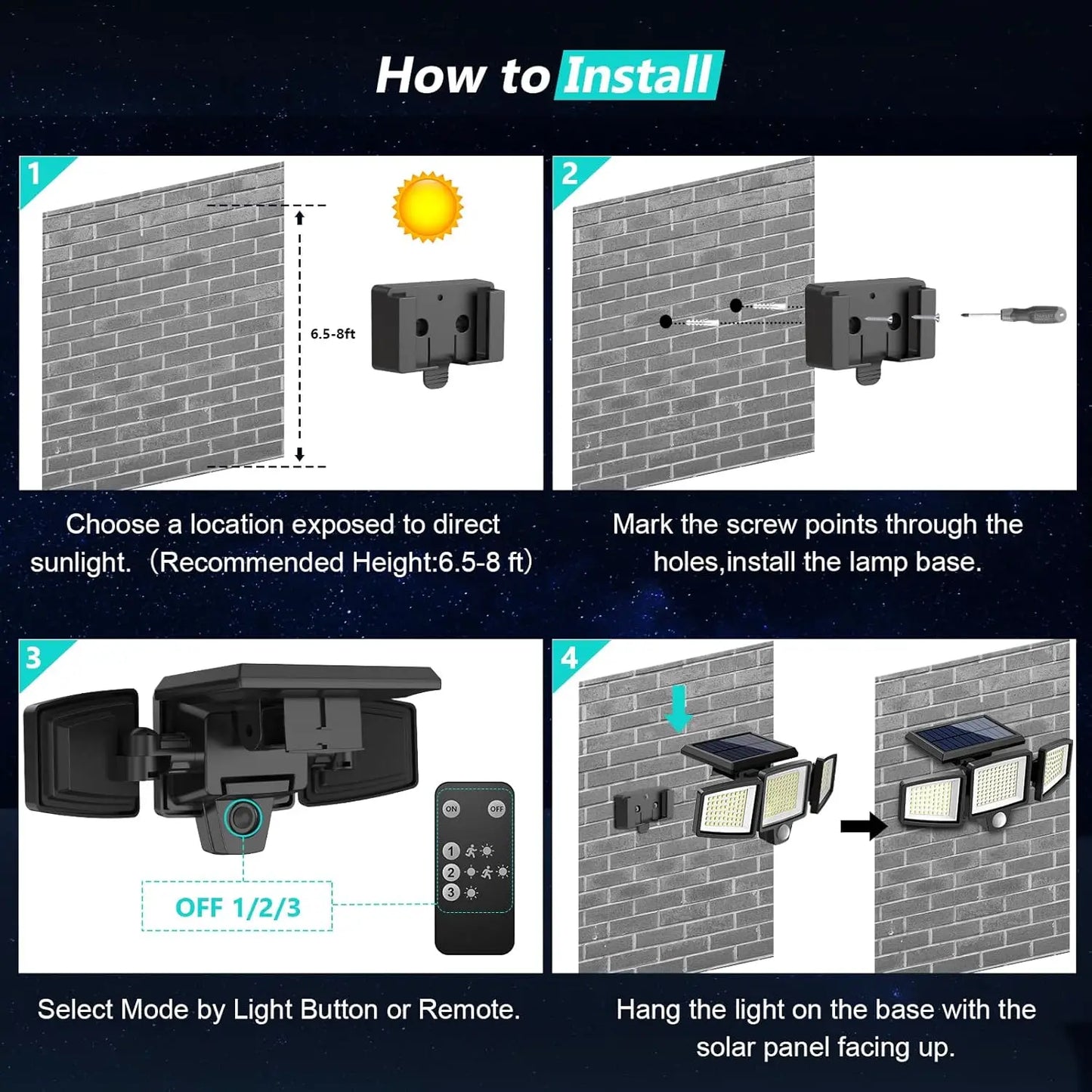 Outdoor Solar Motion Sensor Triple Head Security Light - Ky Ky Kiwi