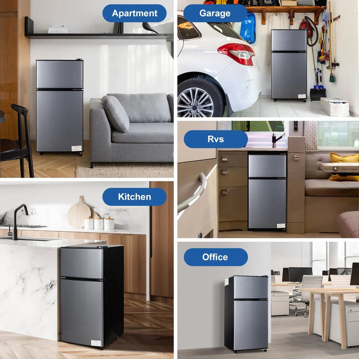 Mini Fridge with Freezer, 2.9 Cu.Ft Small Fridge, Energy Saving, Low Noise,7 Adjustable Thermostat, Double Door Refrigerator