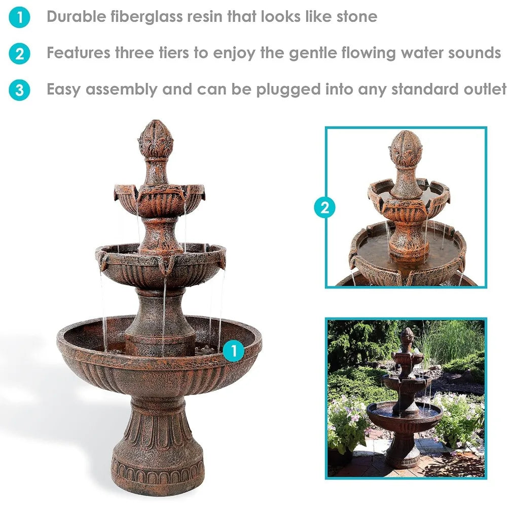 Elegant Three-Layer Electric Fountain for Outdoor Spaces - Ky Ky Kiwi