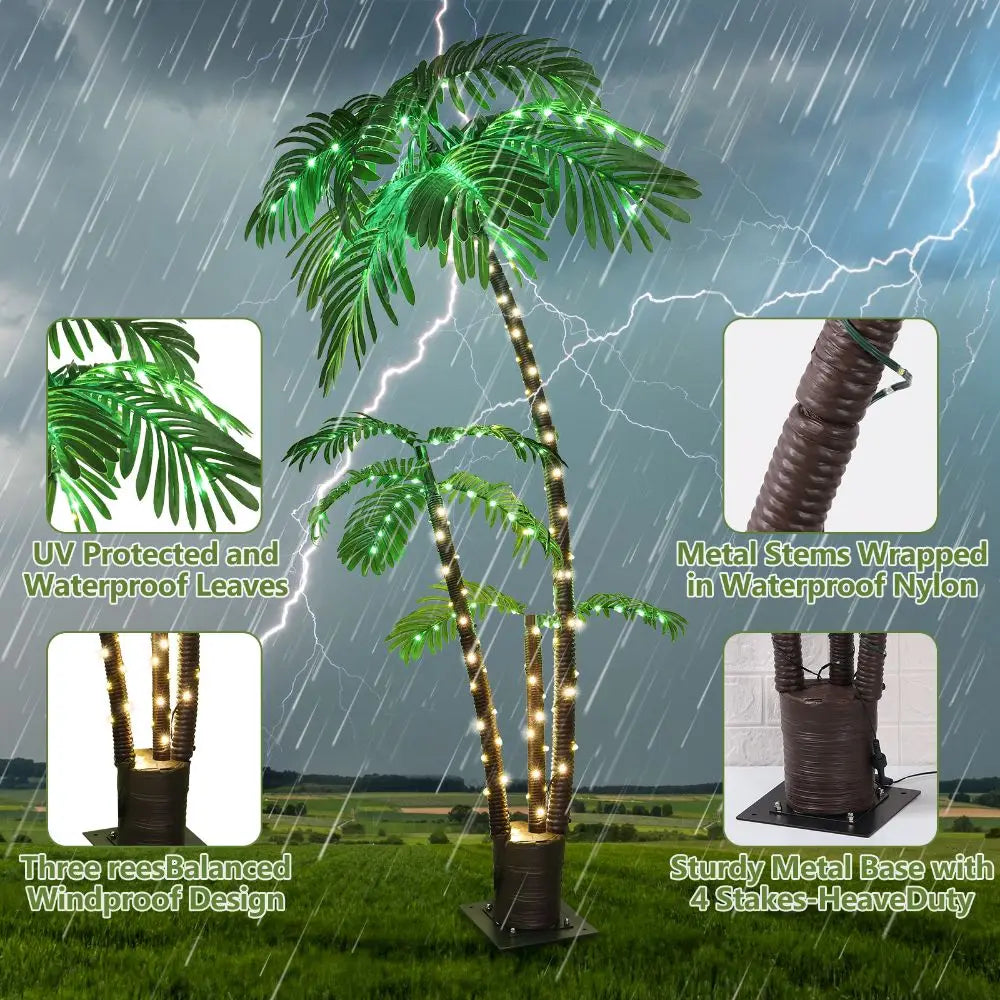 Solar Lighted Artificial Palm Tree for Tiki Bar Decor - Ky Ky Kiwi