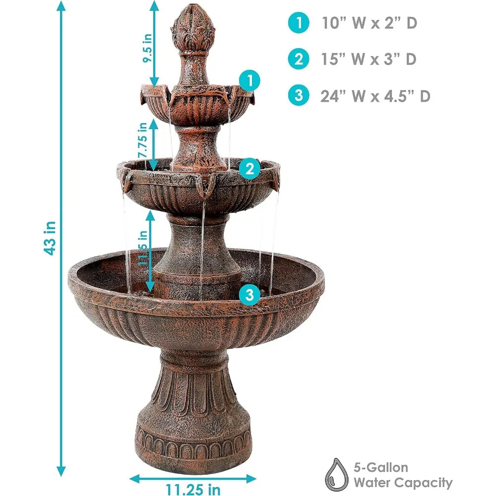 Elegant Three-Layer Electric Fountain for Outdoor Spaces - Ky Ky Kiwi