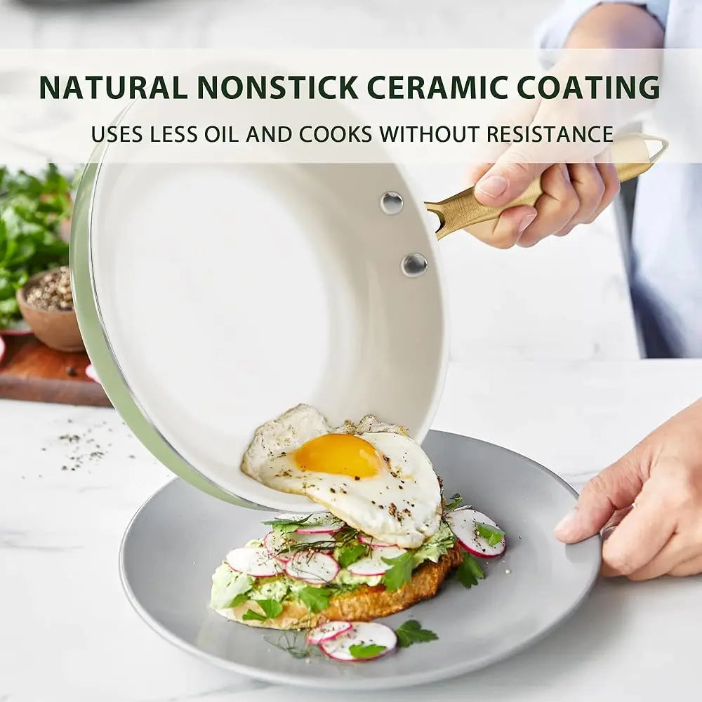 Pots And Pans Set Non Sti - Ceramic Cookware Set With Cooking Utensils Set, Non Toxic Kitchen Cookware Sets Dutch Oven Pot With