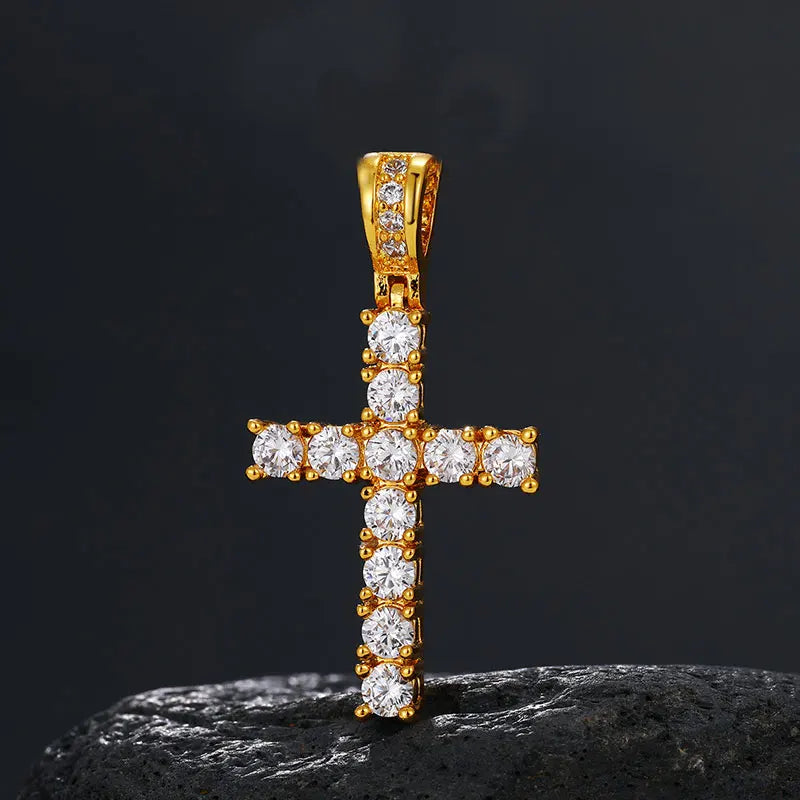 Unisex S925 Moissanite Cross Pendant Necklace for Hip Hop Style - Ky Ky Kiwi