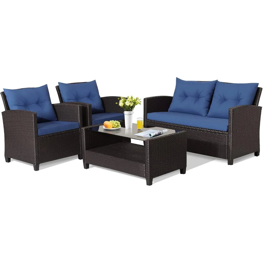 Outdoor PE Rattan Patio Furniture Set with Coffee Table - Ky Ky Kiwi