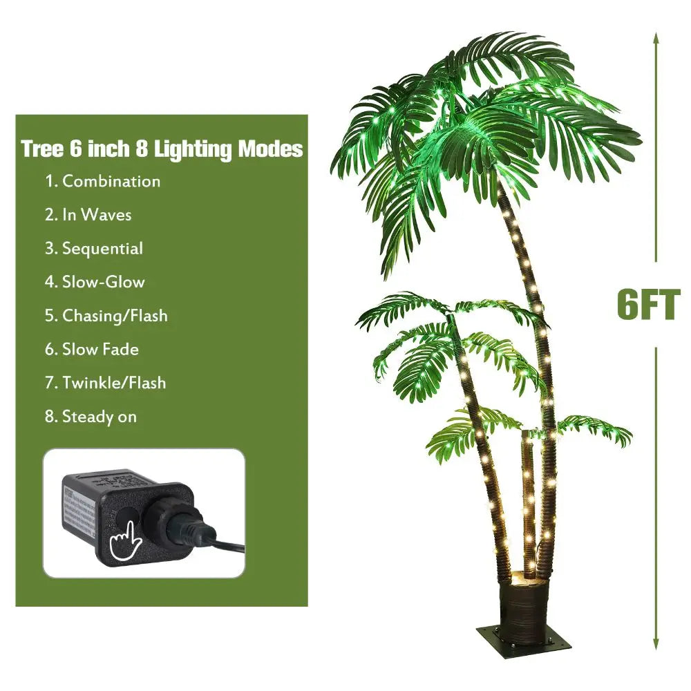 Solar Lighted Artificial Palm Tree for Tiki Bar Decor - Ky Ky Kiwi