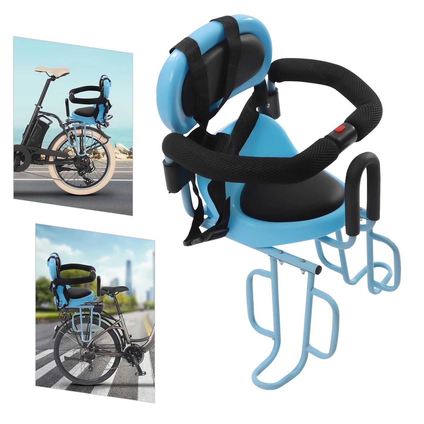Bike Seat for Kids, Rear Soft Child Saddle Back Attachment for Adult Bicycle, Blue
